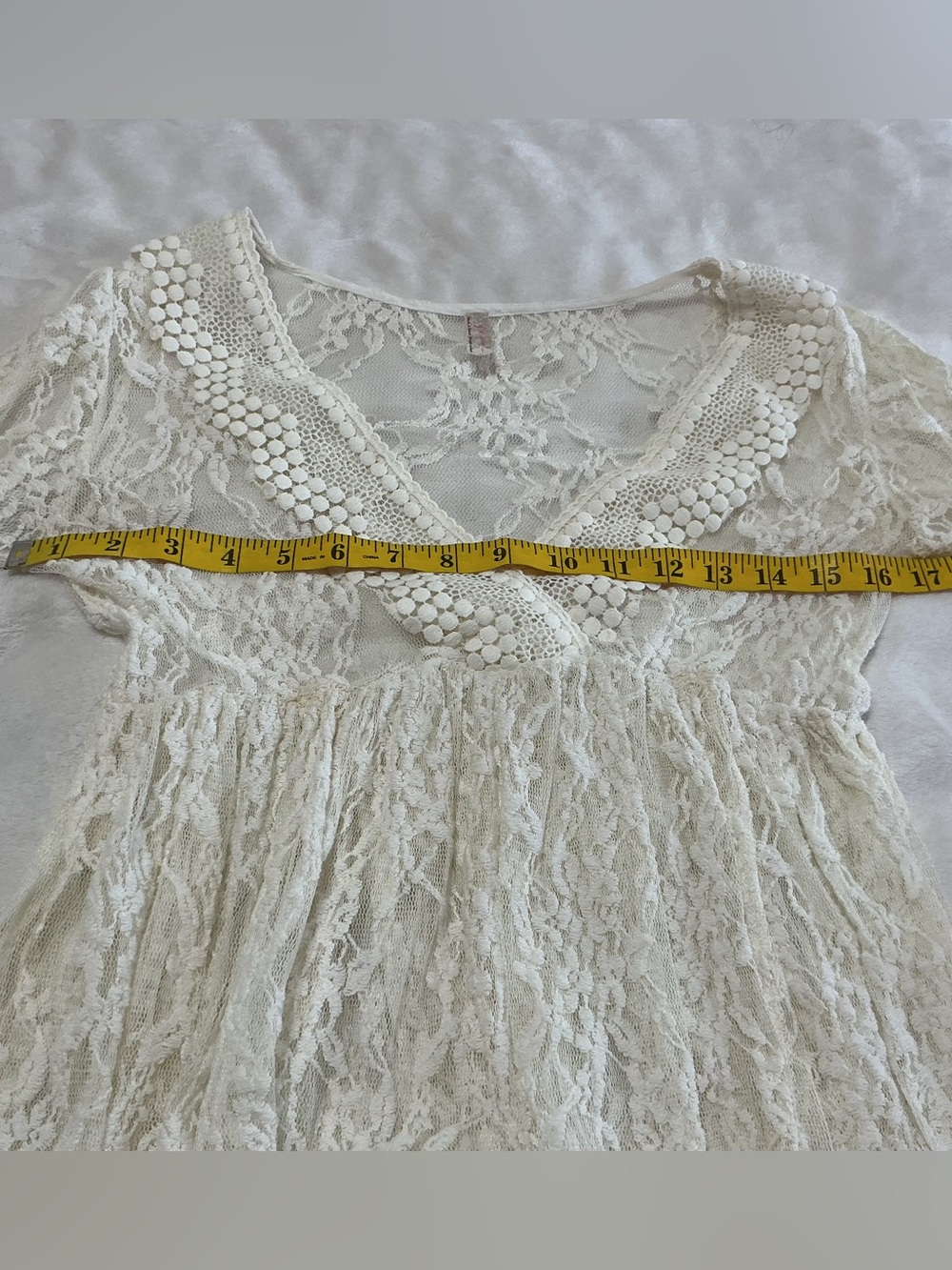 Free People Hi-Low White Lace Dress Boho Cover-Up Festival Fairycore Ethereal 2 - Picture 4 of 9